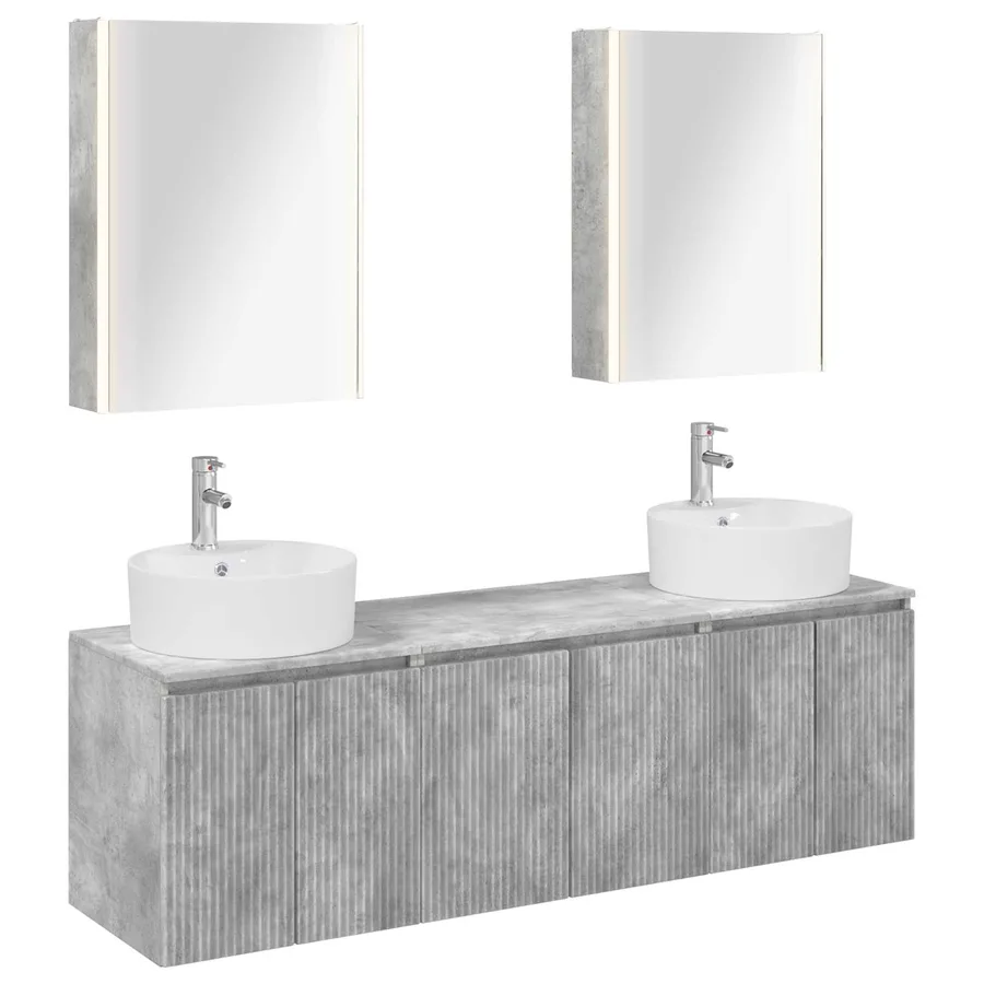 Ensemble d'armoire de salle de bain 5 pcs Gris béton - 2