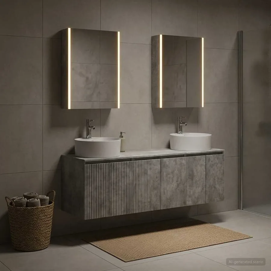 Ensemble d'armoire de salle de bain 5 pcs Gris béton - 4