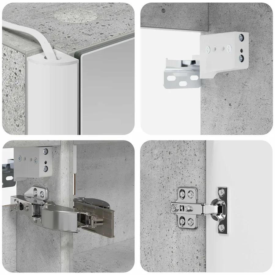 Ensemble d'armoire de salle de bain 5 pcs Gris béton - 9