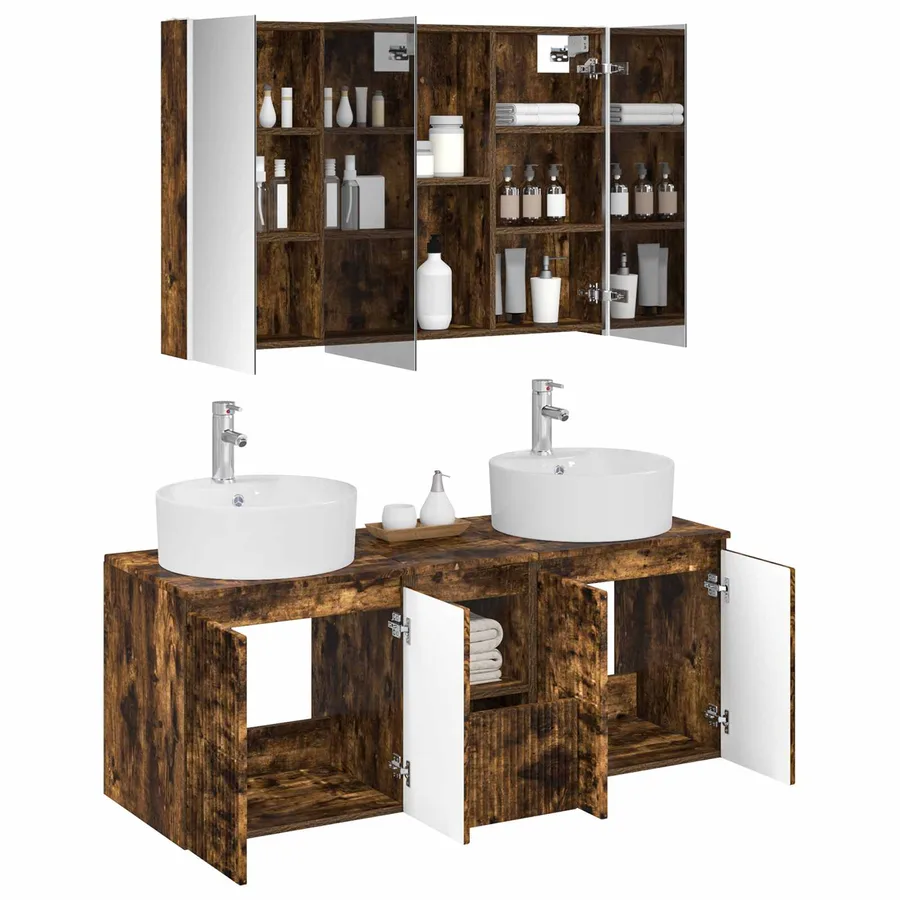 Ensemble d'armoire de salle de bain 4 pcs Chêne fumé - 3