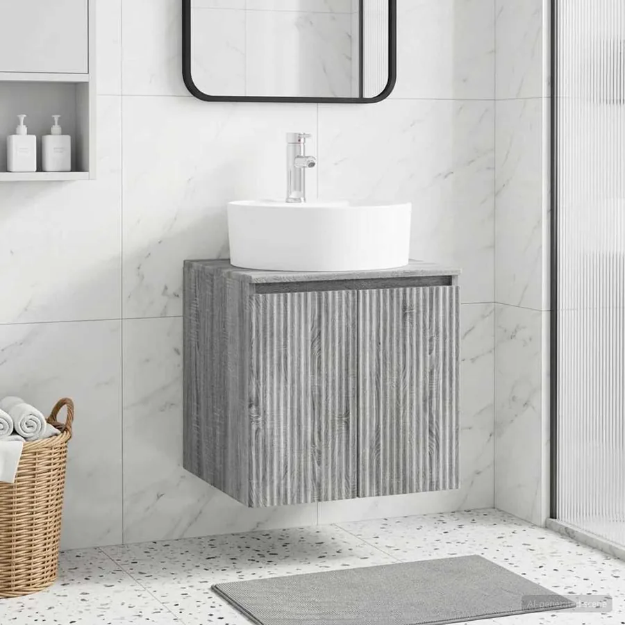 Vanité de lavabo mural Sonoma gris 49,5 x 44,5 x 65 cm