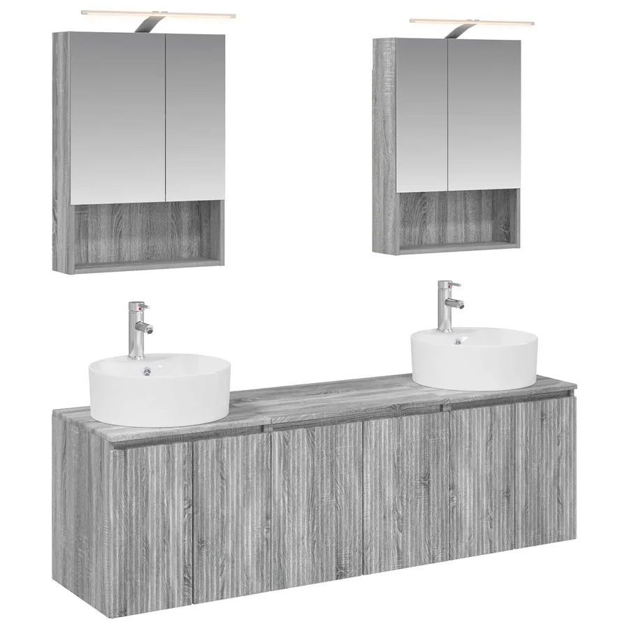 Ensemble d'armoire de salle de bain 5 pcs Sonoma gris - 2