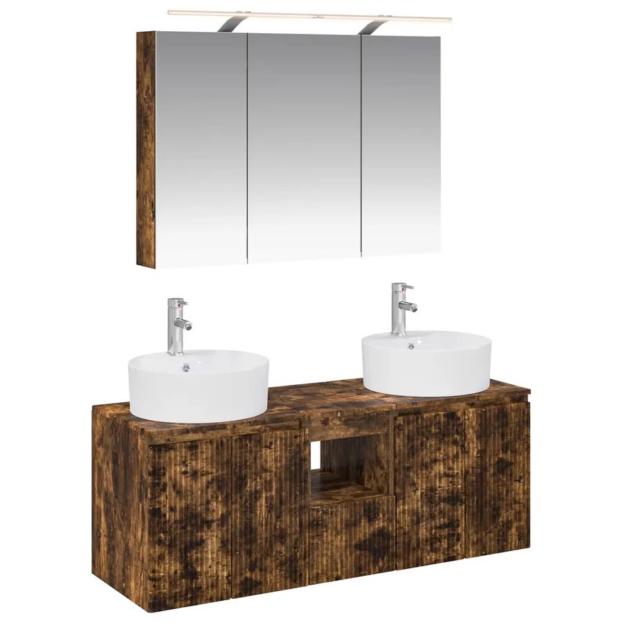 Ensemble d'armoire de salle de bain 4 pcs Chêne fumé - 2