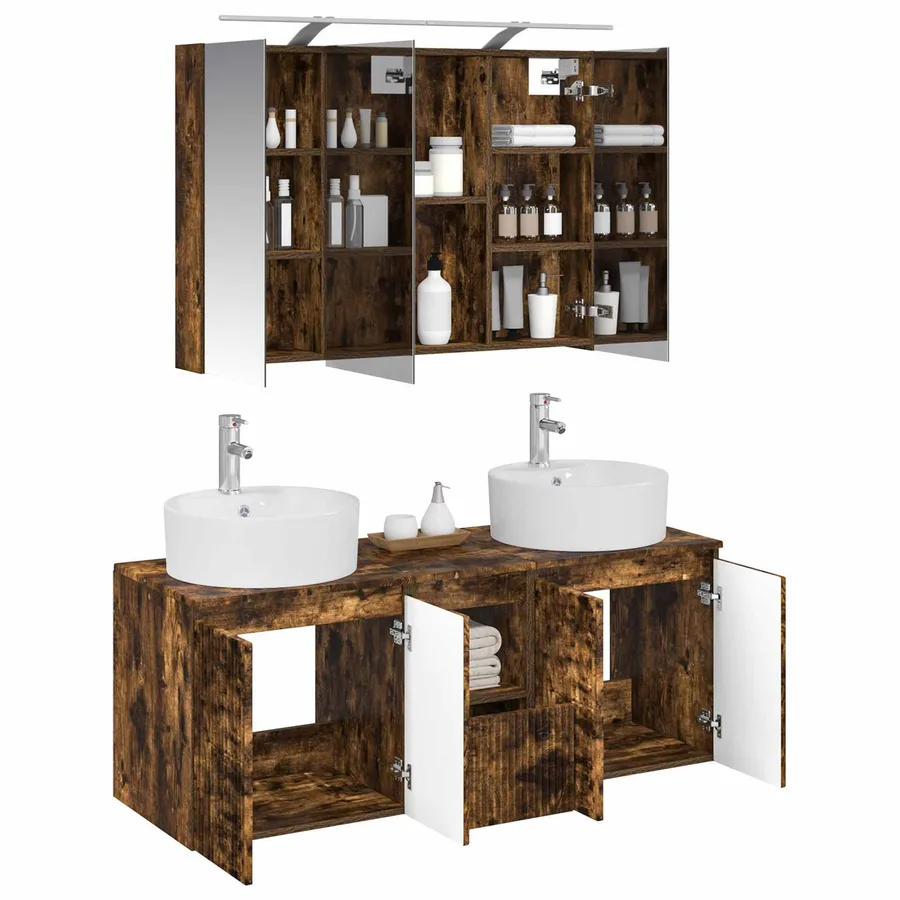 Ensemble d'armoire de salle de bain 4 pcs Chêne fumé - 3