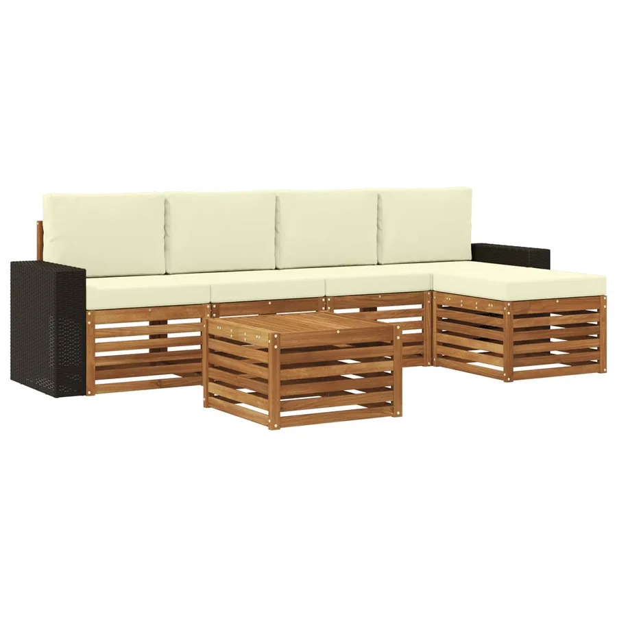 Ensemble de canapés d'extérieur 6 pcs Naturel et Crème - 2