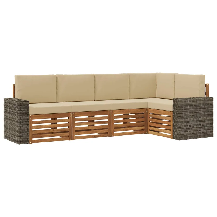 Ensemble de canapé d'angle avec coussin 5 pcs Naturel et Beige - 2