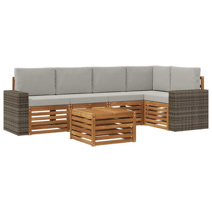Ensemble de canapé d'angle 6 pcs Naturel et gris clair - 2