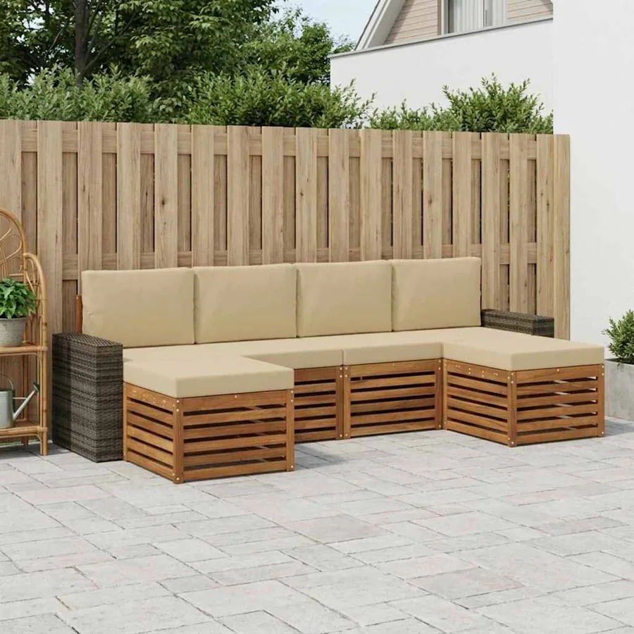 Ensembles de canapés avec coussin 6 pcs Naturel et Beige