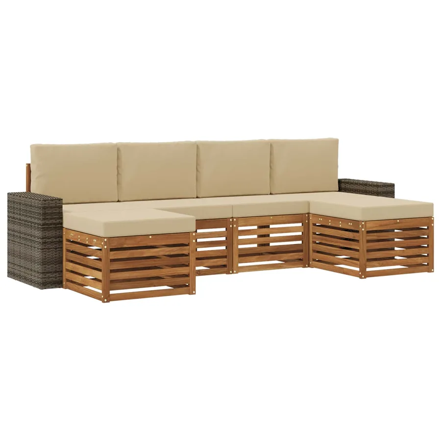 Ensembles de canapés avec coussin 6 pcs Naturel et Beige - 2