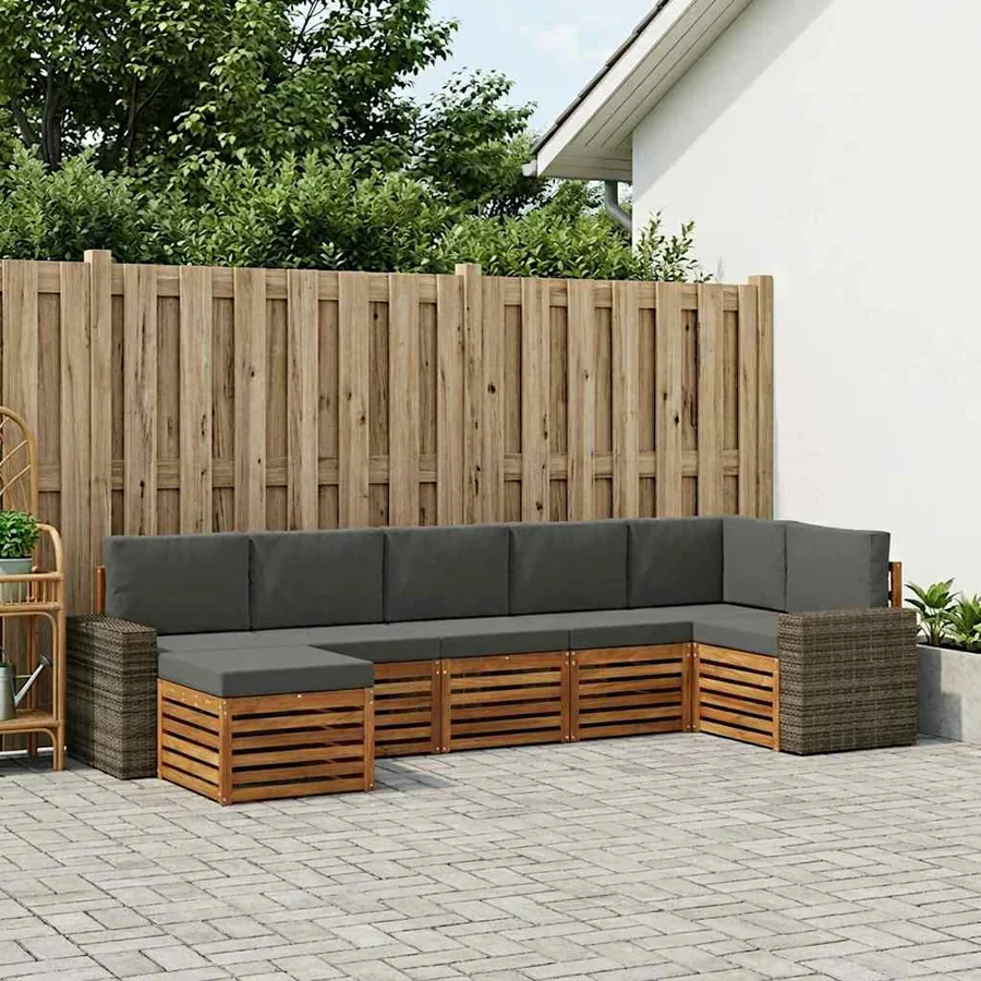 Ensemble de canapé d'angle 7 pcs Naturel et Anthracite