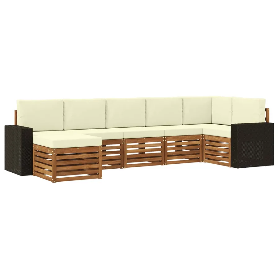 Ensemble de canapé d'angle avec coussin 7 pcs Naturel et Crème - 2