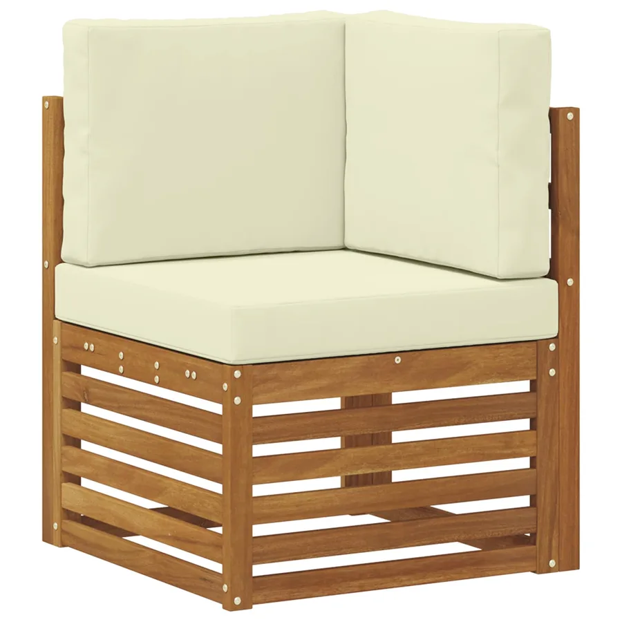 Ensemble de canapé d'angle avec coussin 7 pcs Naturel et Crème - 5