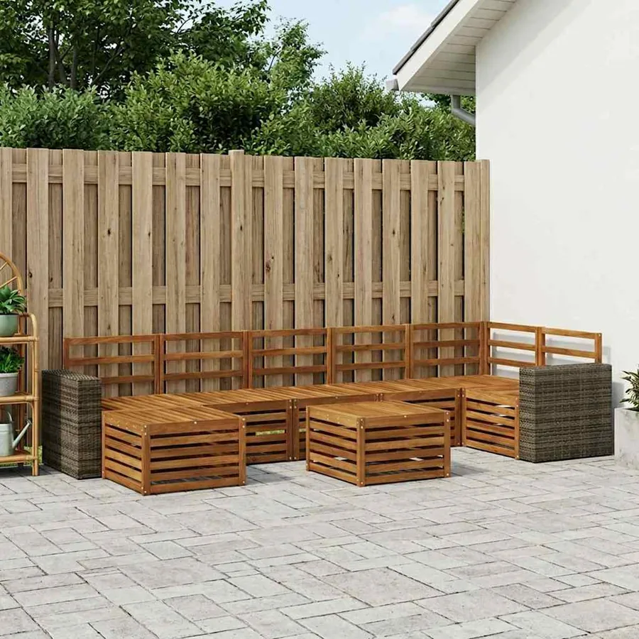 Ensemble de canapés d'extérieur 8 pcs Naturel