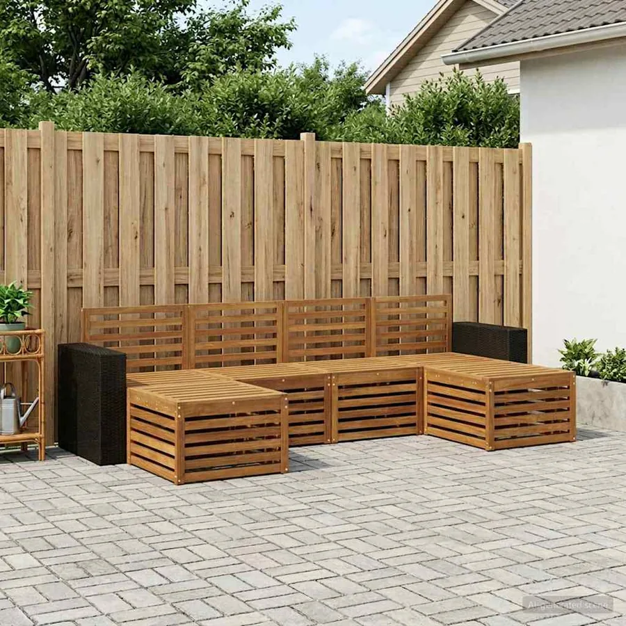 Ensembles de canapés 6 pcs Naturel Bois d'Acacia Massif