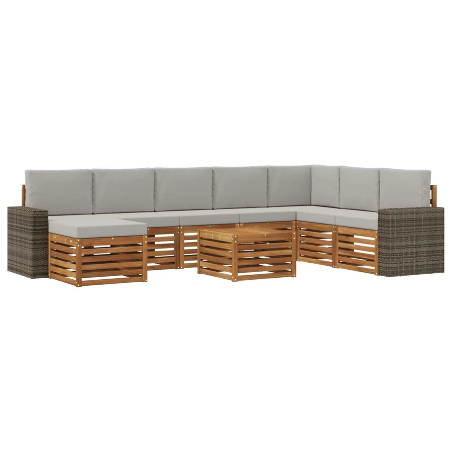 Ensemble de canapés d'extérieur 9 pcs Naturel et gris clair - 2
