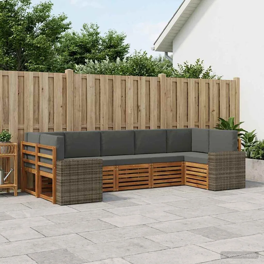 Ensemble de canapé d'angle 7 pcs Naturel et Anthracite