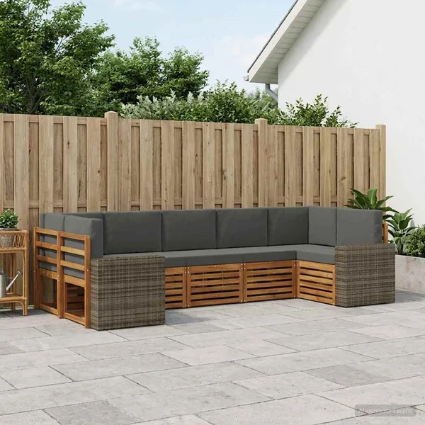 Ensemble de canapé d'angle 7 pcs Naturel et Anthracite