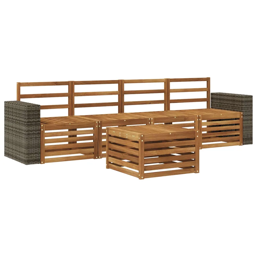 Ensemble de canapés d'extérieur 5 pcs Naturel - 2