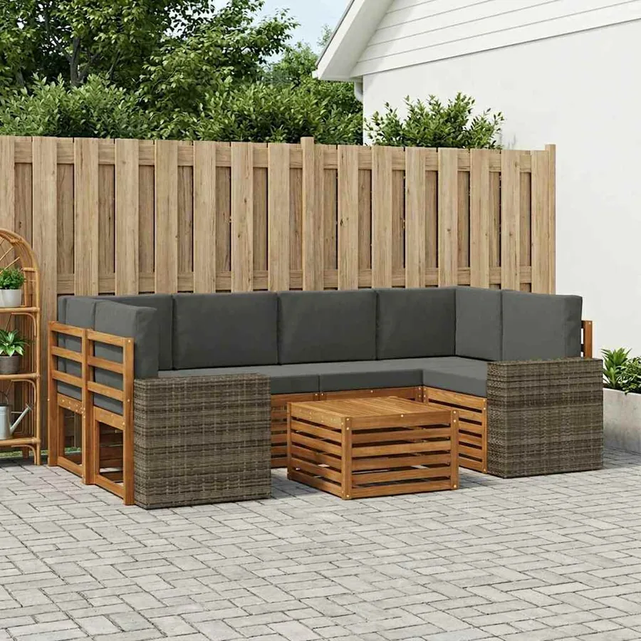 Ensemble de canapés d'extérieur 7 pcs Naturel et Anthracite