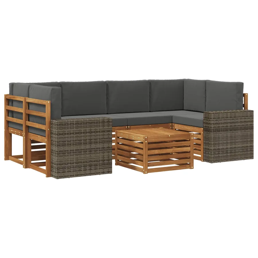 Ensemble de canapés d'extérieur 7 pcs Naturel et Anthracite - 2
