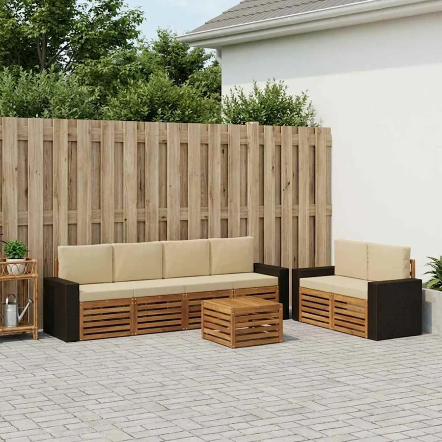 Ensemble de canapés d'extérieur 7 pcs Naturel et Beige