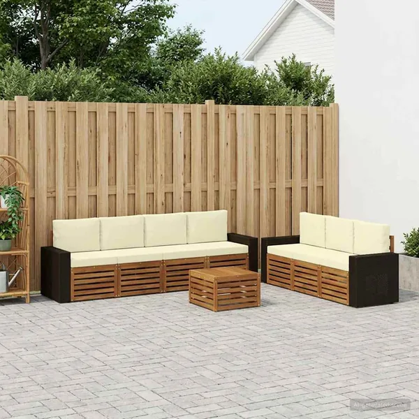 Ensembles de canapés avec coussin 8 pcs Bois d'Acacia Massif