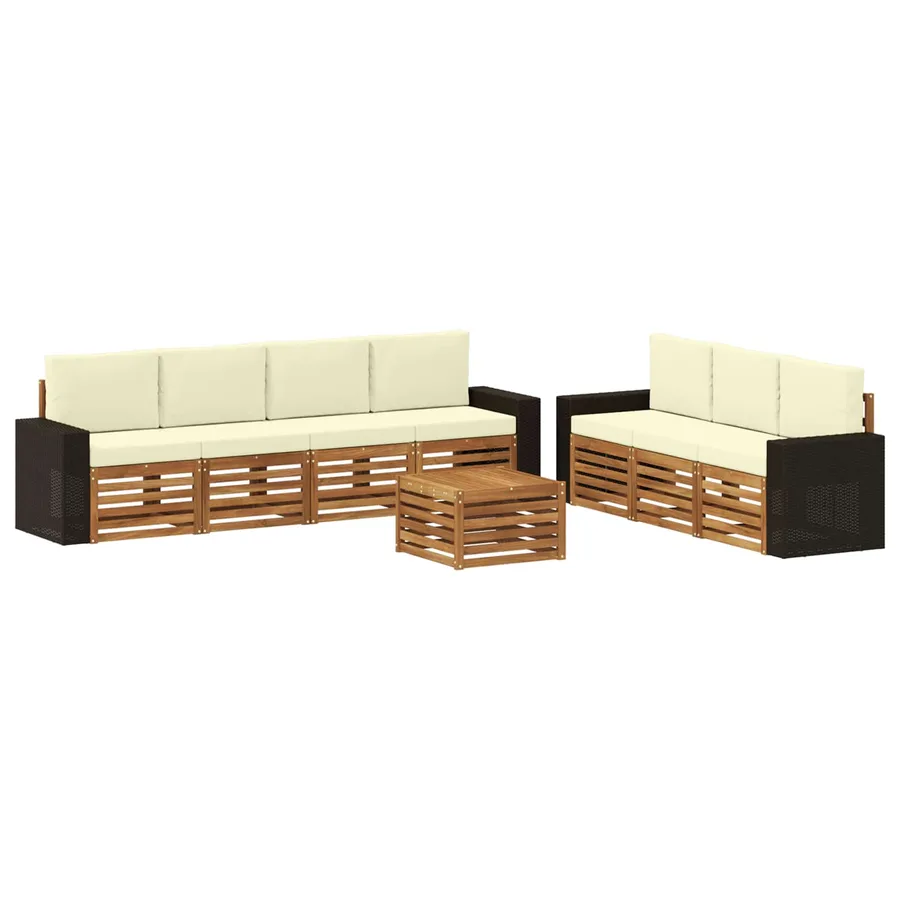 Ensembles de canapés avec coussin 8 pcs Bois d'Acacia Massif - 2