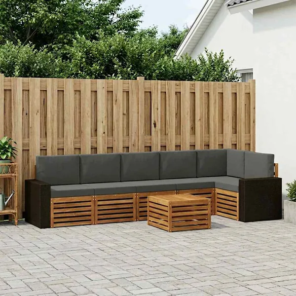 Ensemble de canapé d'angle 7 pcs Naturel et Anthracite