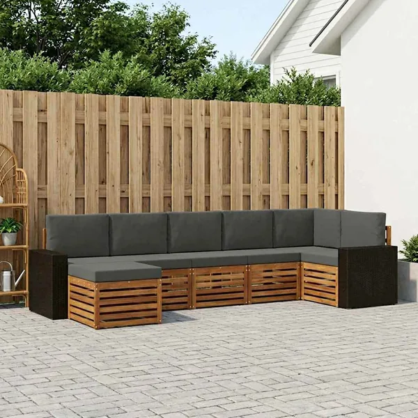 Ensemble de canapé d'angle 7 pcs Naturel et Anthracite