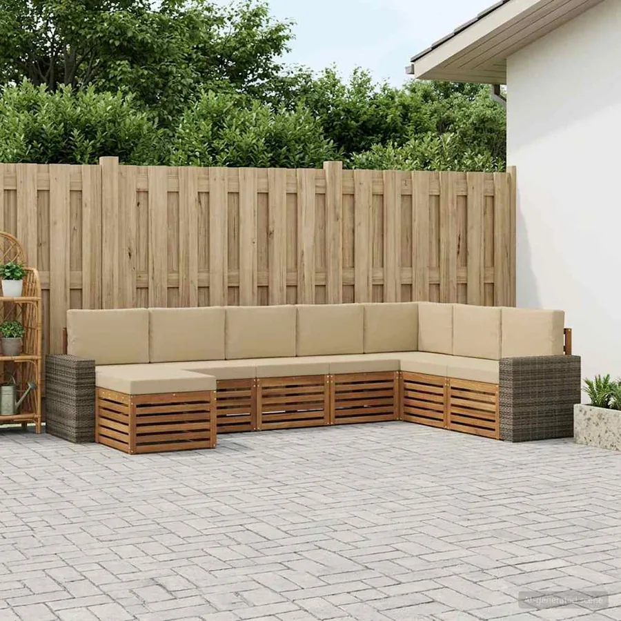 Ensemble de canapés d'extérieur 8 pcs Naturel et Beige