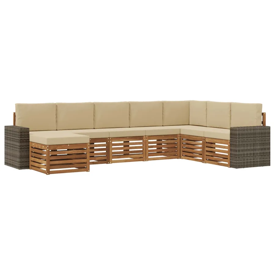Ensemble de canapés d'extérieur 8 pcs Naturel et Beige - 2