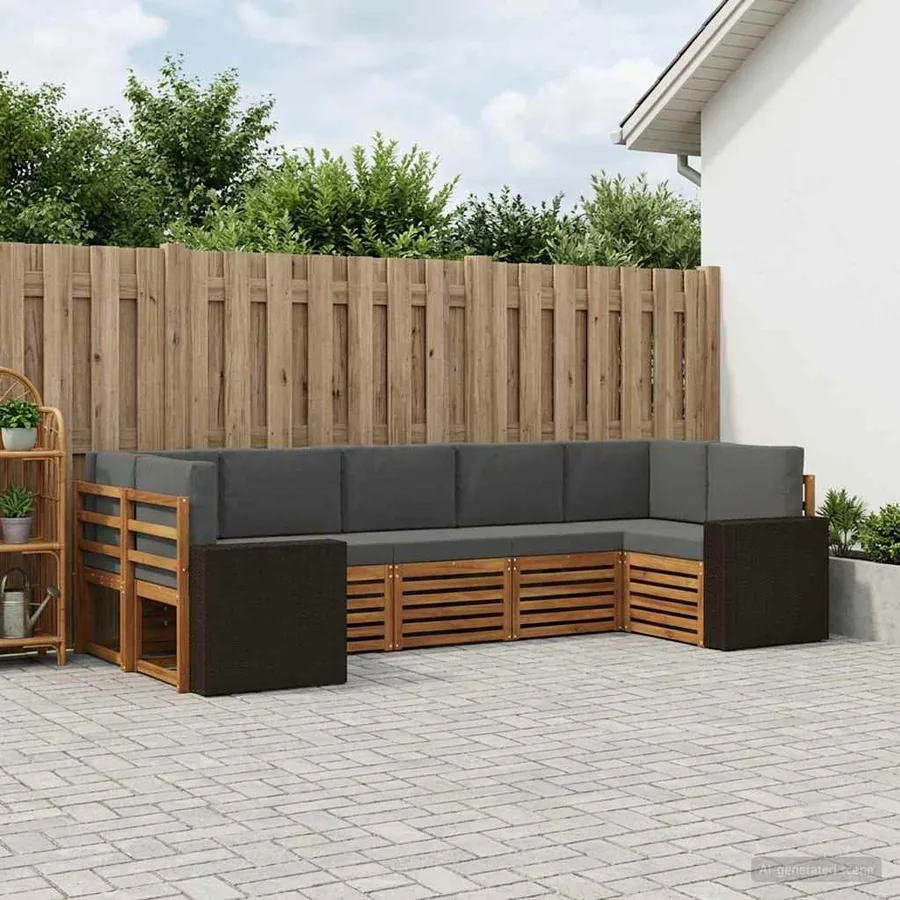 Ensemble de canapé d'angle 7 pcs Naturel et Anthracite