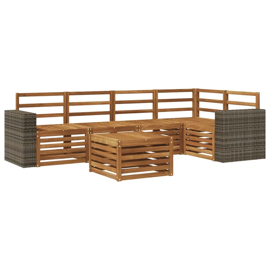 Ensemble de canapé d'angle 6 pcs Naturel Bois d'Acacia Massif - 2