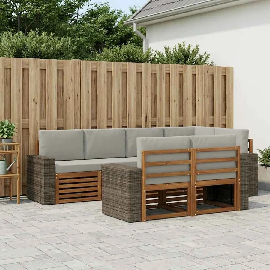 Ensemble de canapé d'angle 7 pcs Naturel et gris clair