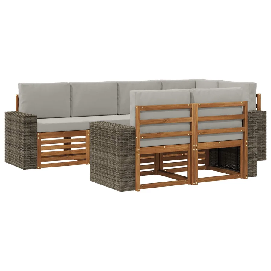 Ensemble de canapé d'angle 7 pcs Naturel et gris clair - 2