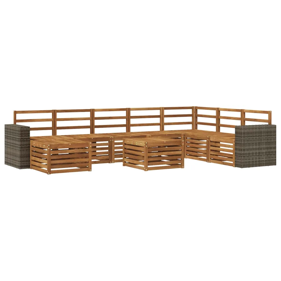Ensemble de canapés d'extérieur 9 pcs Naturel - 2