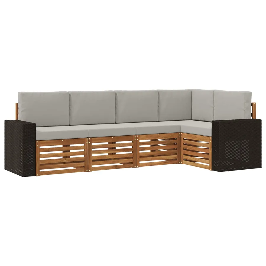 Ensemble de canapé d'angle 5 pcs Naturel et gris clair - 2