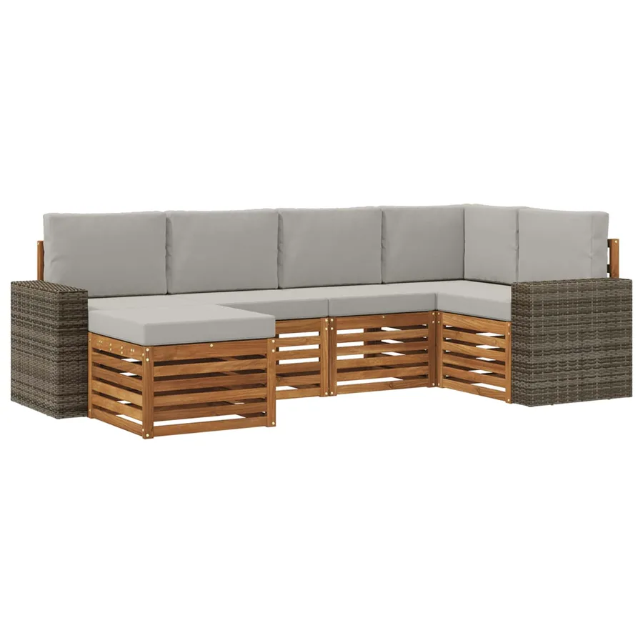 Ensemble de canapé d'angle 6 pcs Naturel et gris clair - 2