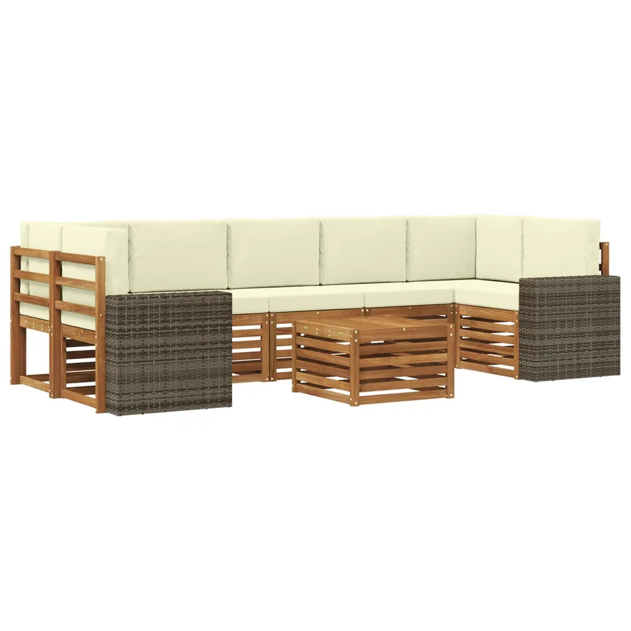 Ensemble de canapés d'extérieur 8 pcs Naturel et Crème - 2