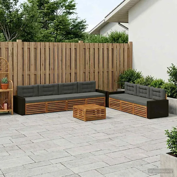 Ensemble de canapés d'extérieur 8 pcs Naturel et Anthracite