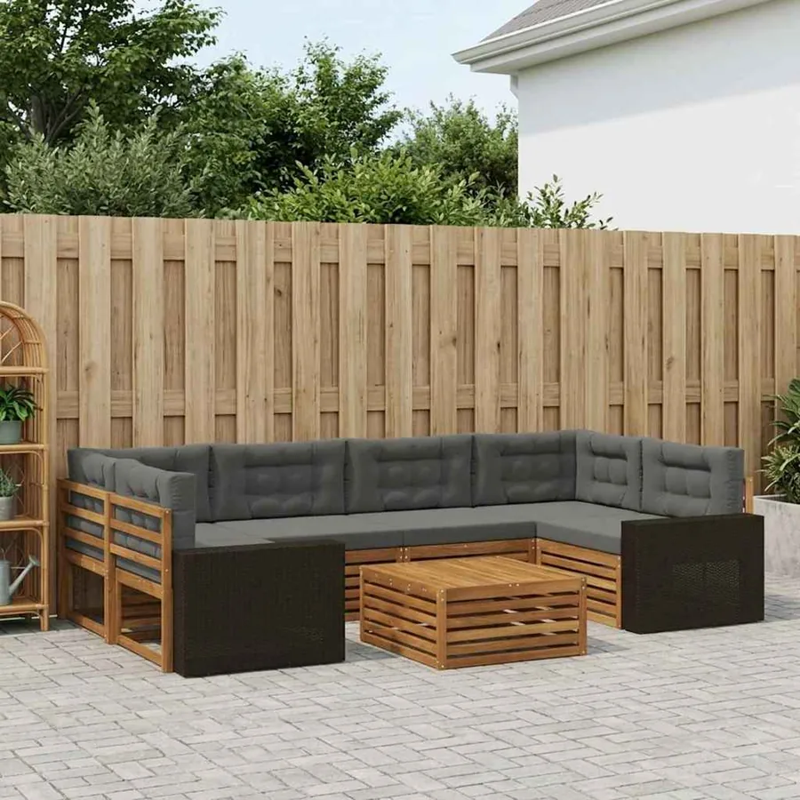 Ensemble de canapés d'extérieur 7 pcs Naturel et Anthracite
