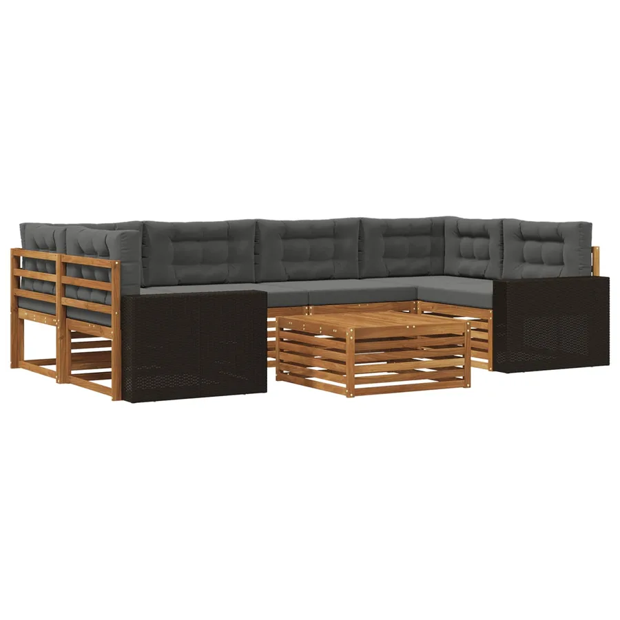 Ensemble de canapés d'extérieur 7 pcs Naturel et Anthracite - 2
