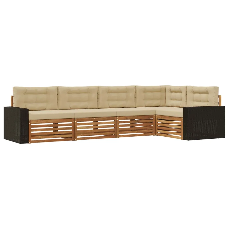 Ensemble de canapés d'extérieur 5 pcs Naturel et Beige - 2