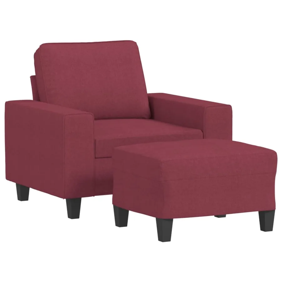 Fauteuil avec repose-pied Rouge bordeaux 60 cm Tissu - 2