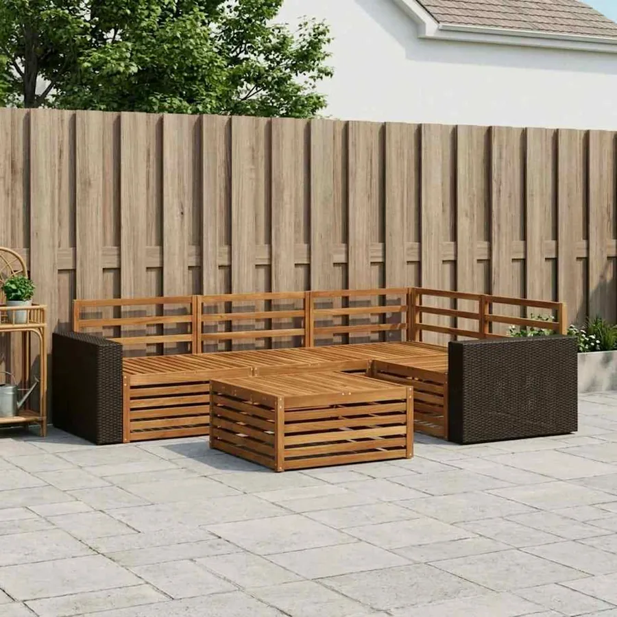 Ensemble de canapés d'extérieur 5 pcs Naturel 79 x 79 x 37 cm