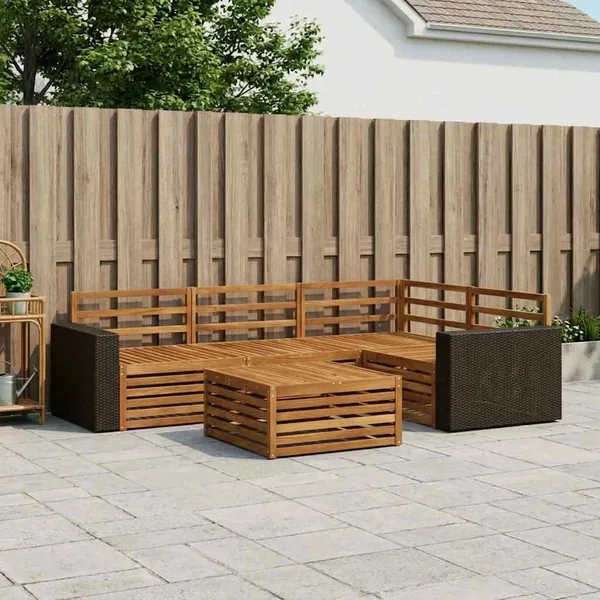 Ensemble de canapés d'extérieur 5 pcs Naturel 79 x 79 x 37 cm
