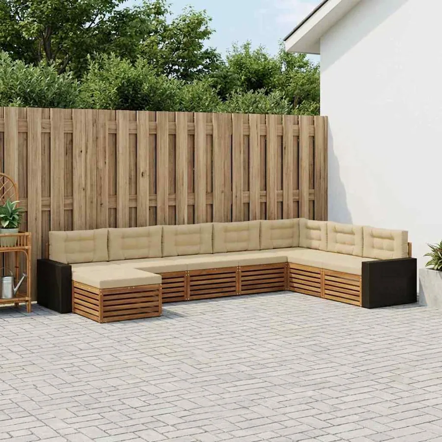 Ensemble de canapés d'extérieur 8 pcs Naturel et Beige