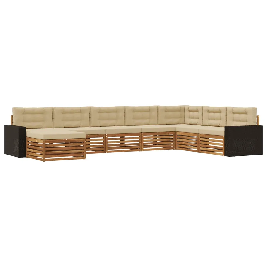 Ensemble de canapés d'extérieur 8 pcs Naturel et Beige - 2