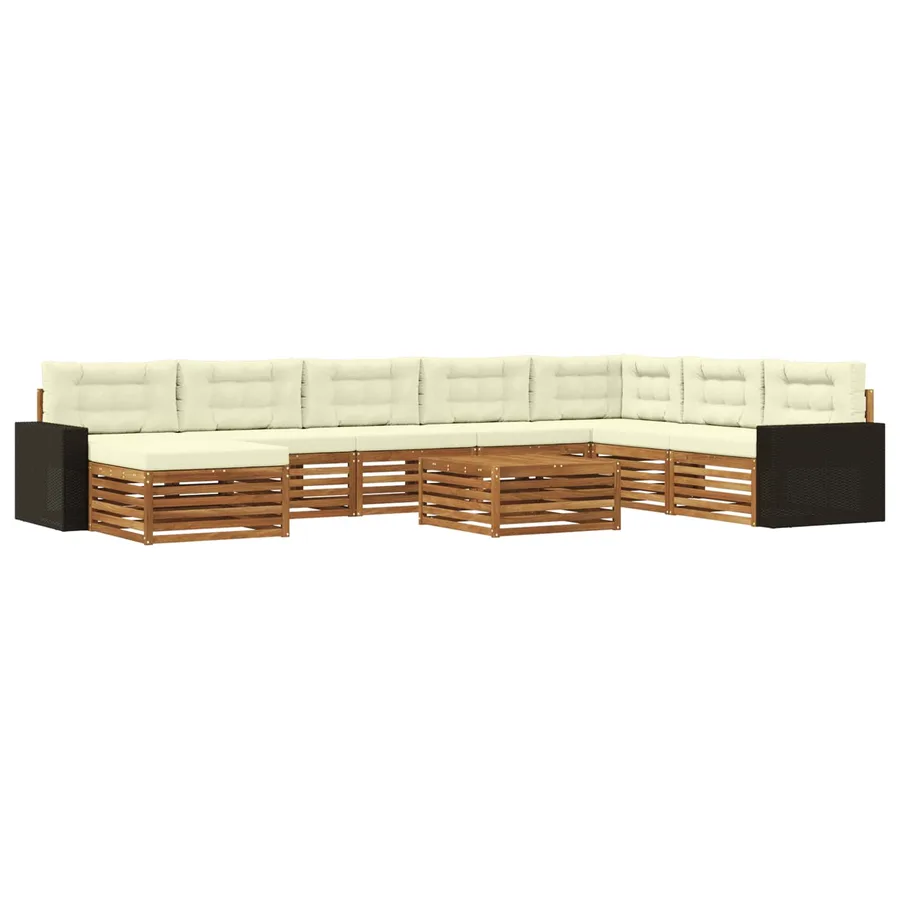 Ensemble de canapés d'extérieur 9 pcs Naturel et Crème - 2