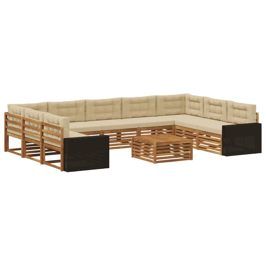 Ensemble de canapés d'extérieur 10 pcs Naturel et Beige - 2